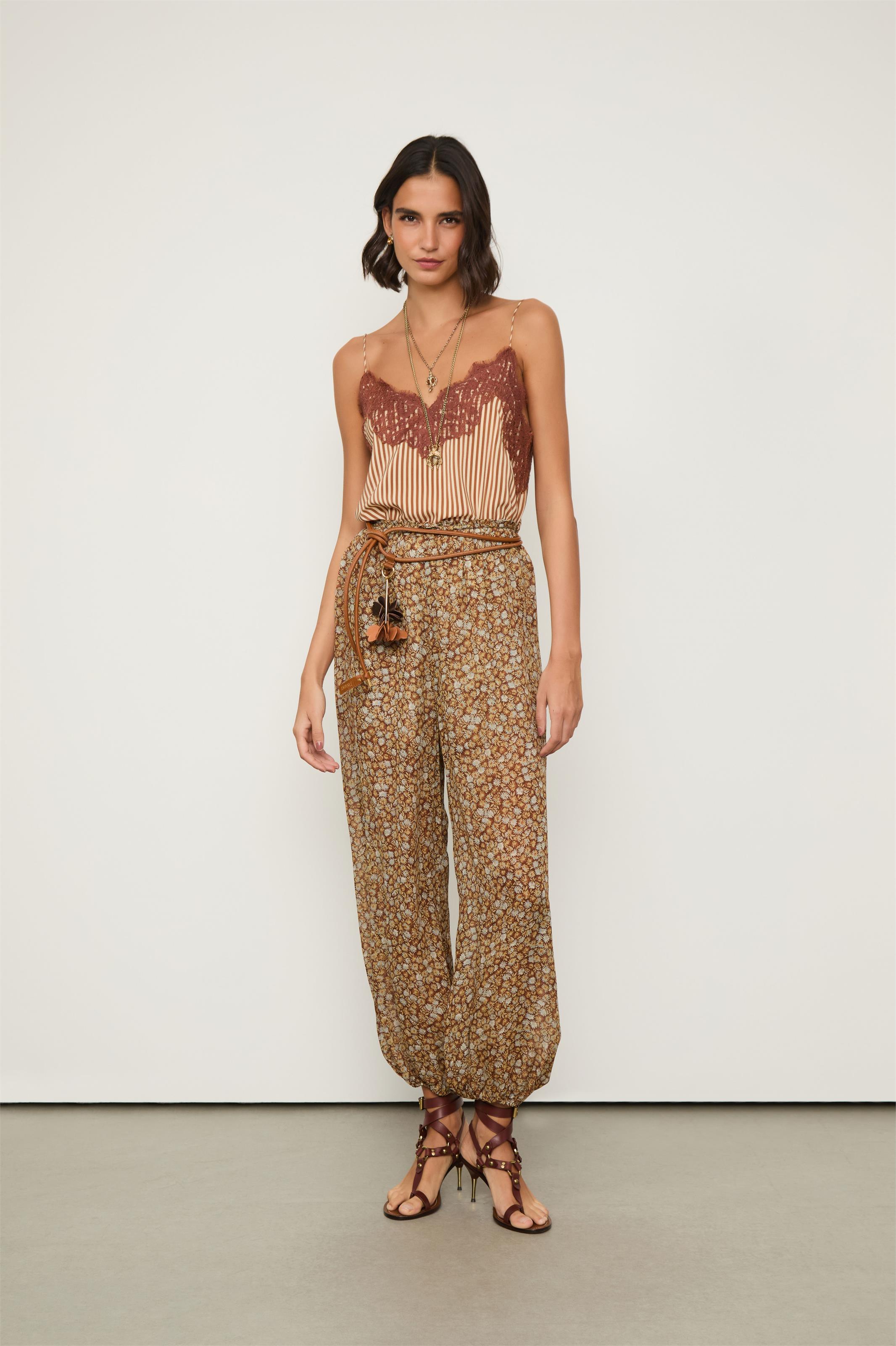 Calça De Georgette Alladin Estampada