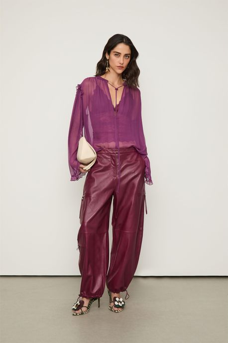 Calça De Couro Parachute Bolso Lateral Roxo Acai - 34