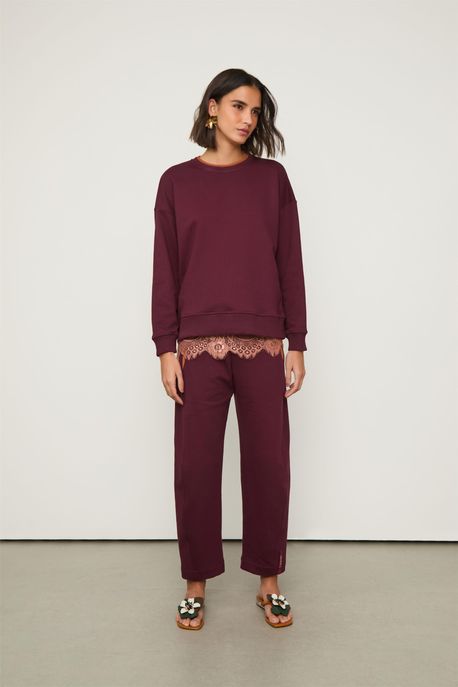 Calça Moletom Bicolor Vinho Vinho Safra - G