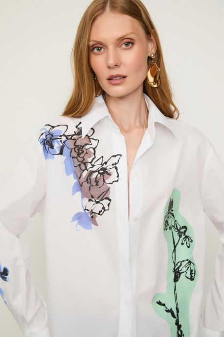 Camisa De Tricoline Com Silks Branco - P