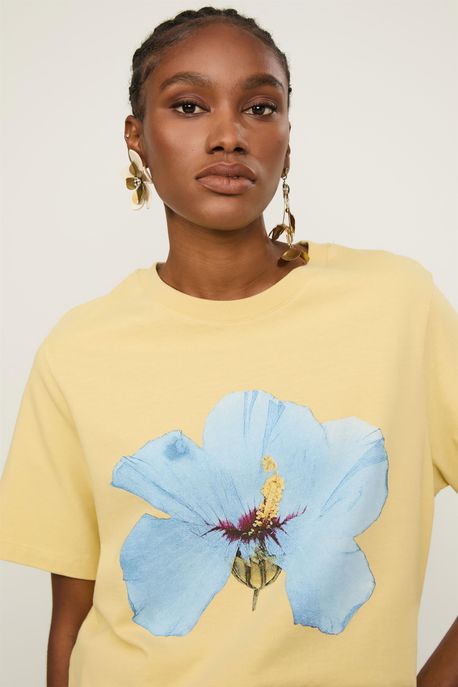 T-Shirt Fun Flor Oliva Mostarda Oliva - G