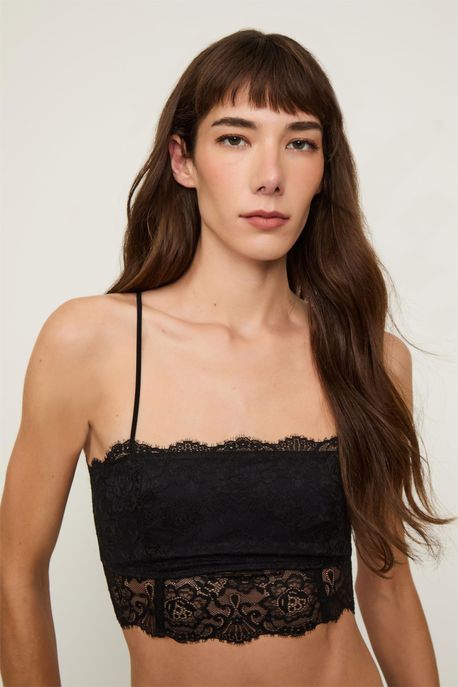 Top Faixa Lace Preto - P