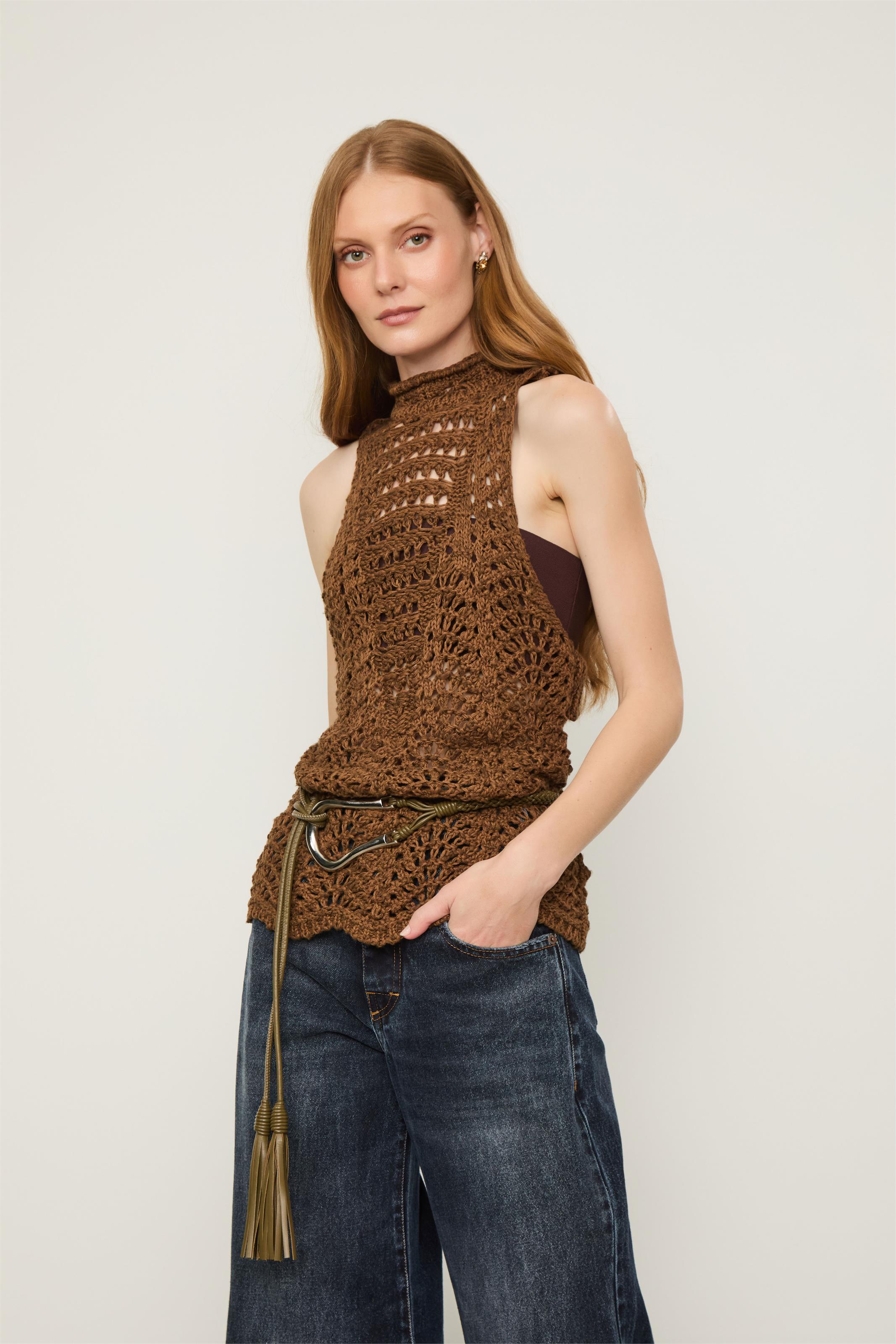 Blusa Tricot Decote Nadador
