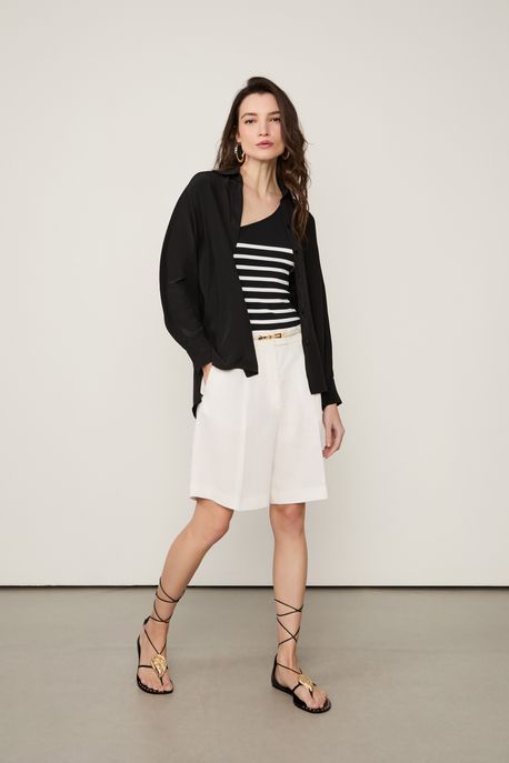 Camisa Seda Ampla Preto - 38