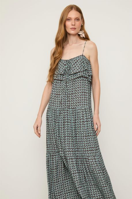 Vestido Midi Camadas Estampado Est Geo Flow Nautico m - 40