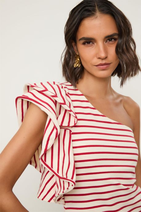 Top Babados Off White C/ Azul - PP