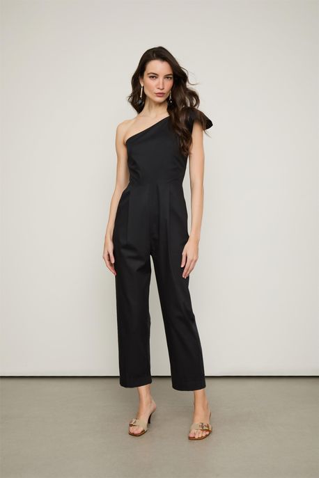 Macacão Ombro Só Babados Preto Preto - 36