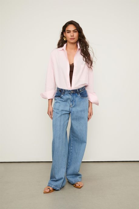 Calça Jeans Mix Prega Bolso Jeans Escuro - 42