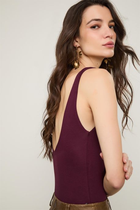 Body Decote Quadrado Vinho Safra - P