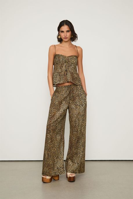 Calça De Voil Onca Manchas Est Onca Manchas p - PP