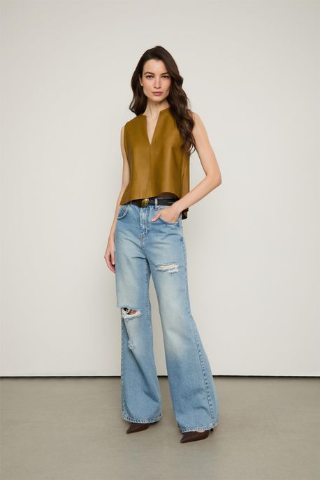 Calça Jeans Reta Básica Ripped Jeans Claro - 38