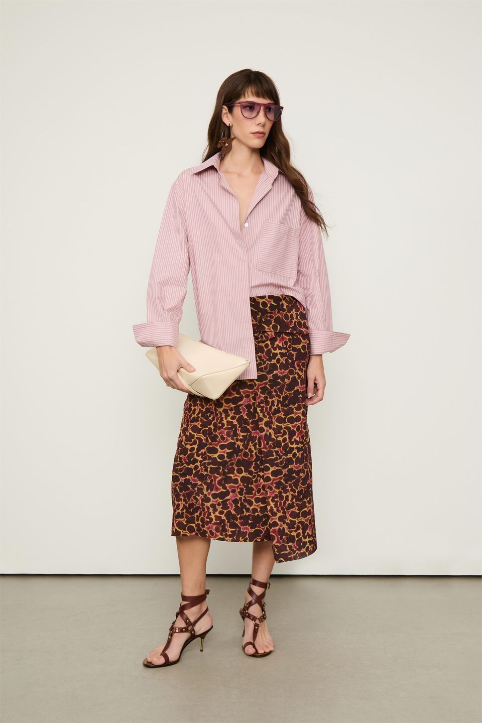 Camisa de Tricoline Listras Rose