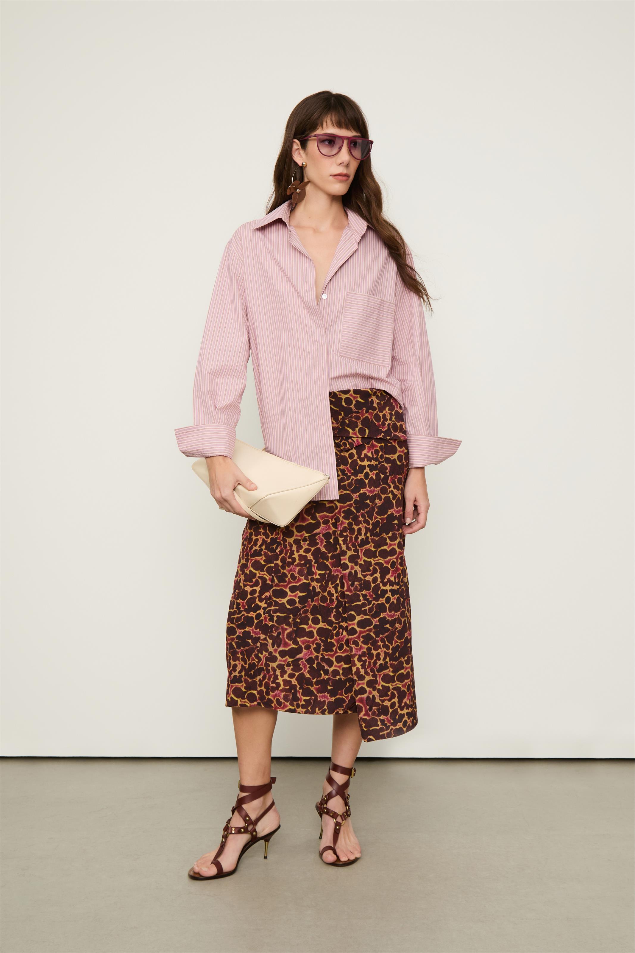 Camisa De Tricoline Listras Rose