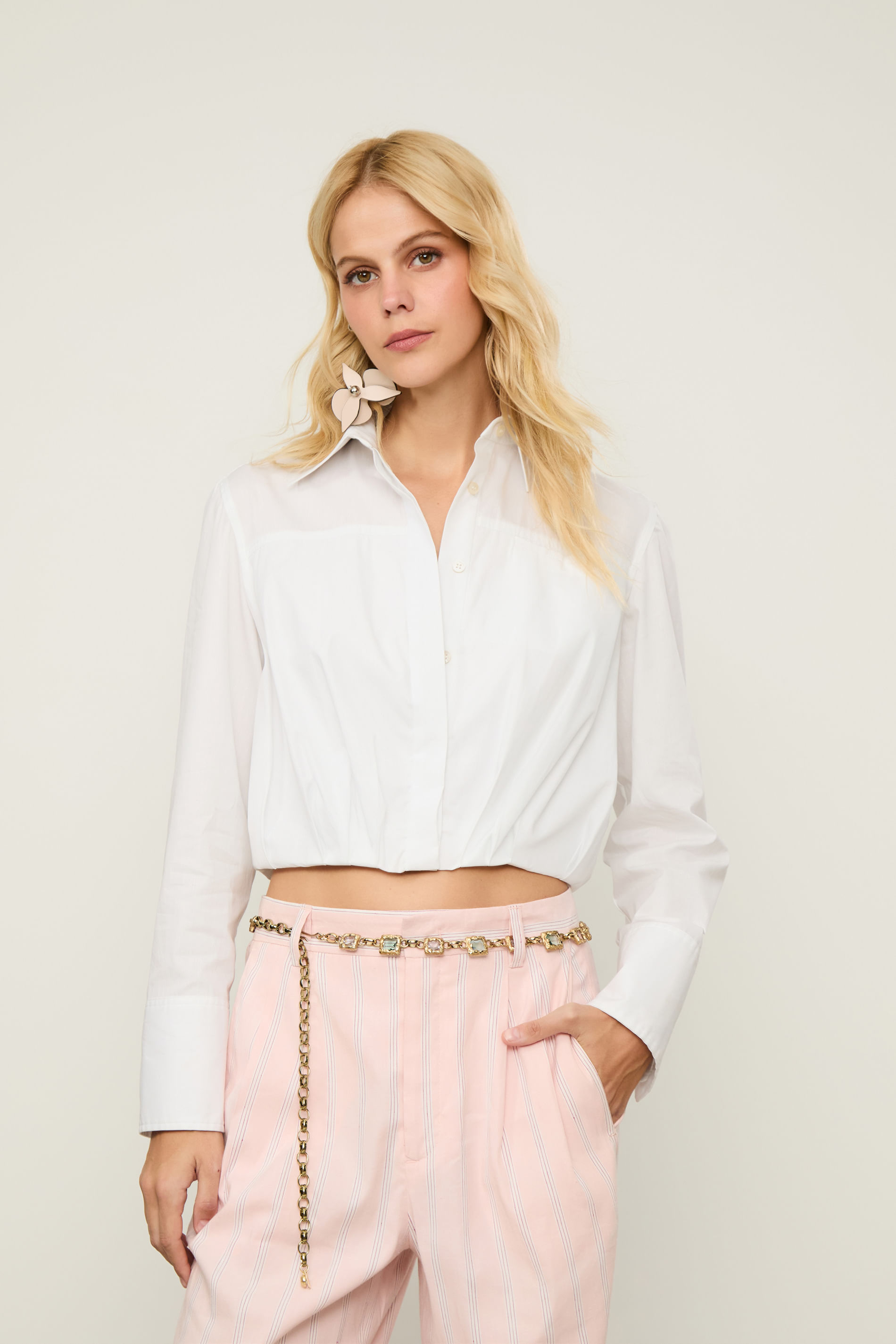 Camisa De Tricoline Branca Balone