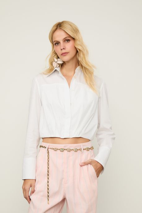 Camisa De Tricoline Branca Balone Branco - G
