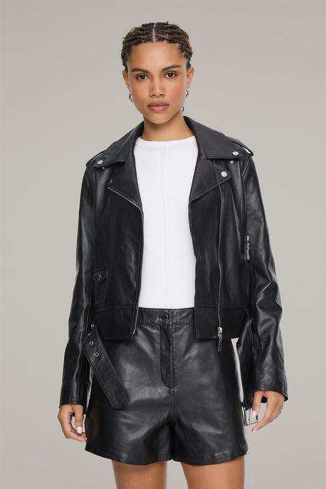 Jaqueta De Couro Preto Biker Preto - M