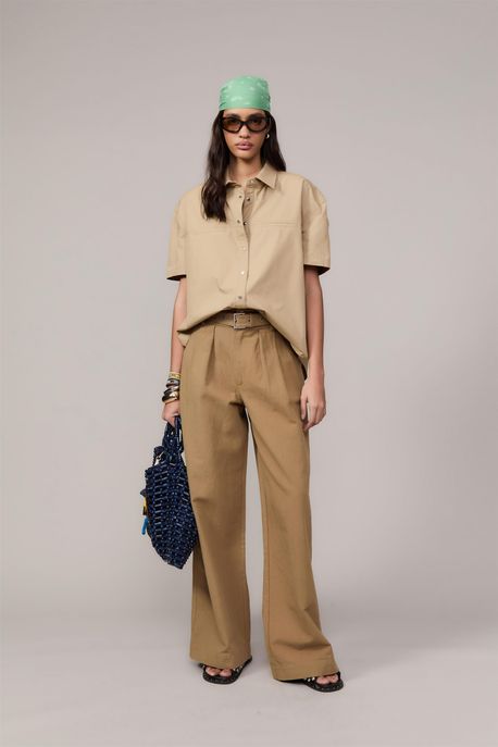 Calça Utilitário Com Cinto Khaki Areia - 42