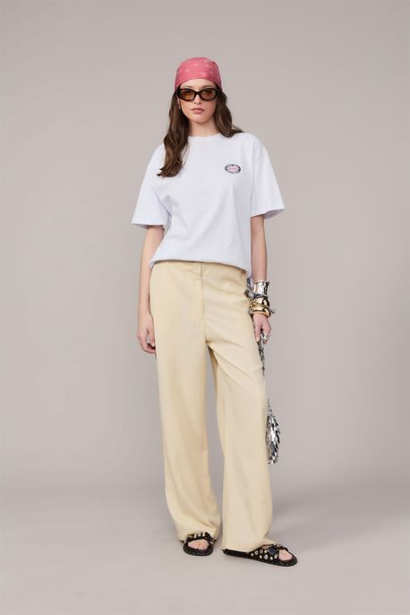 Calça De Alfaiataria Reta Amarelo Baunilha - 36