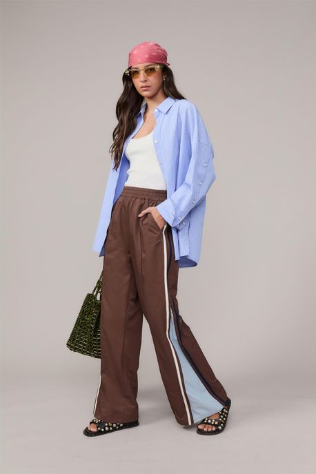 Calça Sport Listra Lateral Marrom Cafe - 40