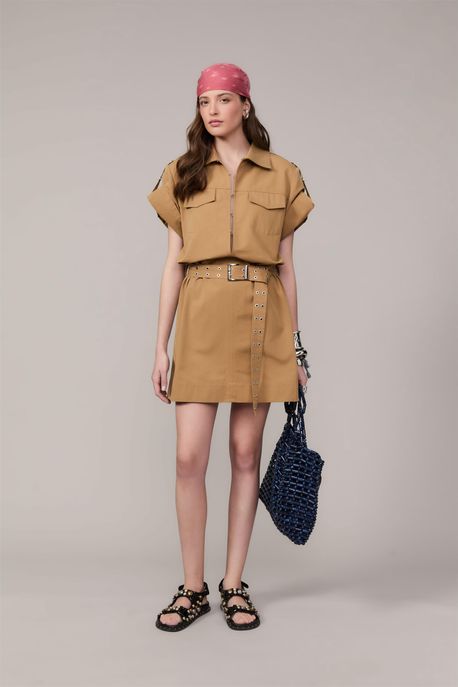 Vestido Chemise Utilitário Marrom Dijon - M
