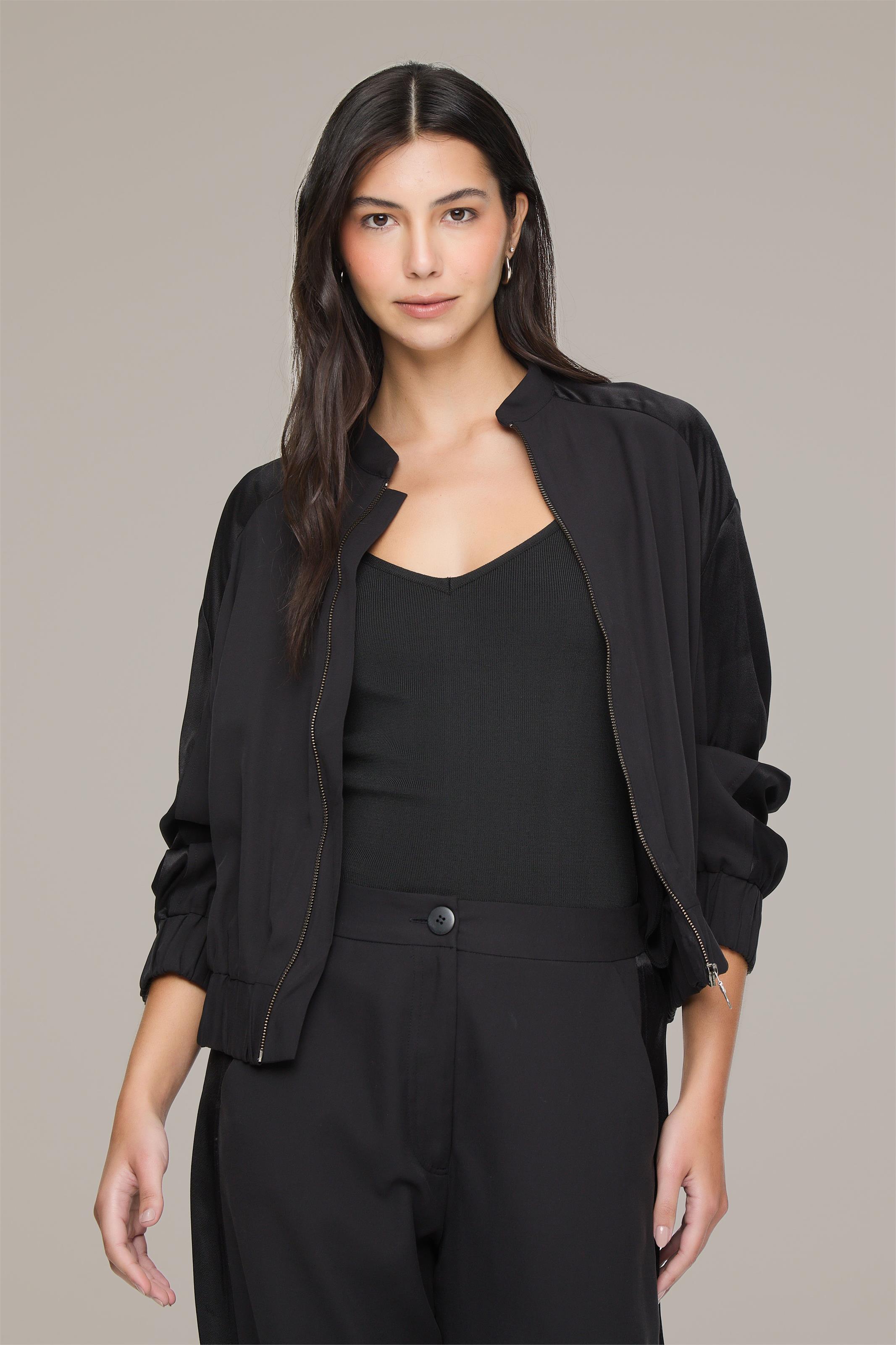Bomber Preto Mix De Texturas