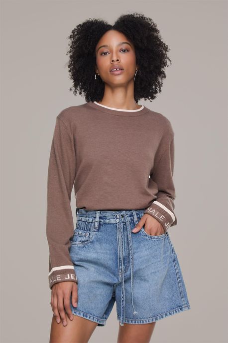 Bermuda Jeans Trapezio Com Cinto Amarração Jeans Medio - 44