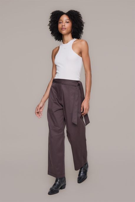 Calça Baloon Marrom Amarração Marrom Cabernet - GG