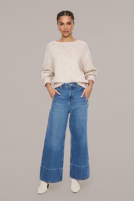 Calca Jeans Bolso Embutido Jeans Medio - 44