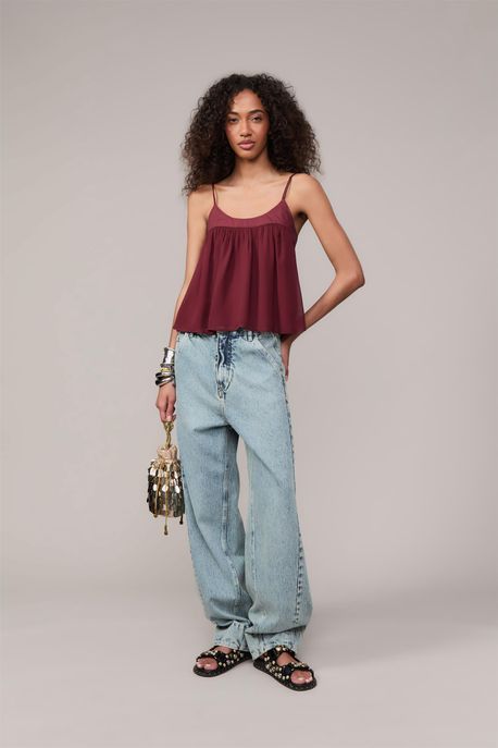 Calça Jeans Reta Relaxed Barra Bold Jeans Medio - 38