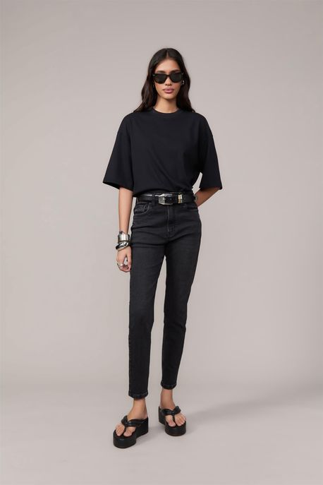 Calça Jeans Skinny Londres Cintura Alta Basic Jeans Black Escuro - 38