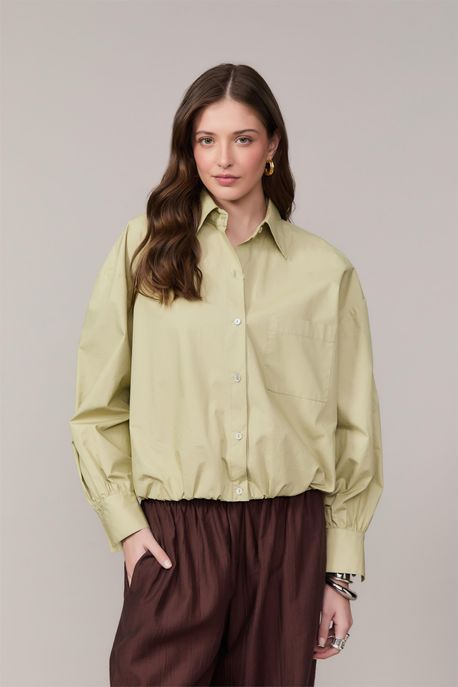 Camisa Balonê Manga Longa Verde Salvia - 38