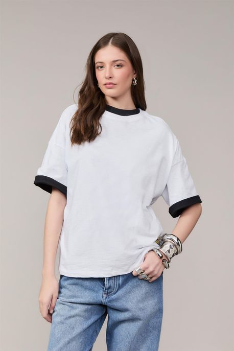 Camiseta Básica Gola Careca Branco - G