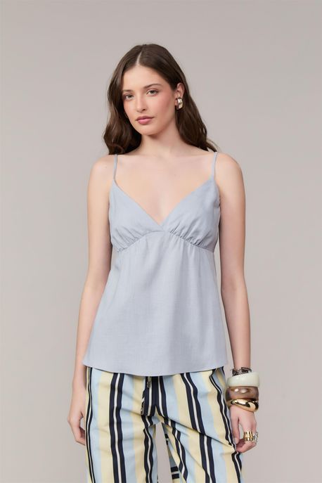 Top De Linho Millie Azul Suave - M