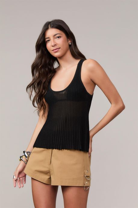 Regata De Tricot Com Lurex Preto - P