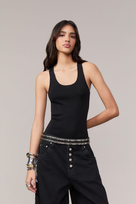 Regata De Tricot Basica Preto - P