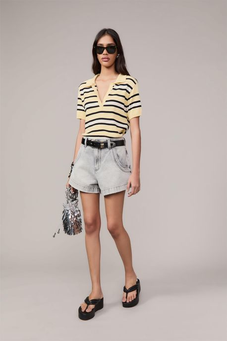 Short Jeans Super Boy Bolsos Duplos Jeans Black Claro - 42