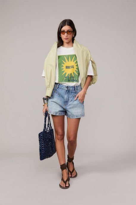 Short Jeans Gancho Deslocado Pence Costas Jeans Escuro - 40