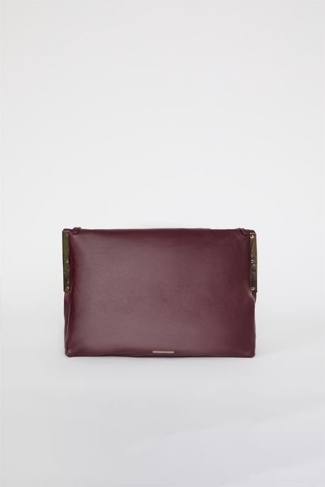 Bolsa De Couro Metais Borla Vinho - U
