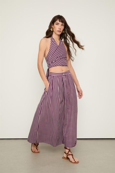 Saia Pregas De Voil Listrada Est Roxo Acai/ Laranja Modart - 40