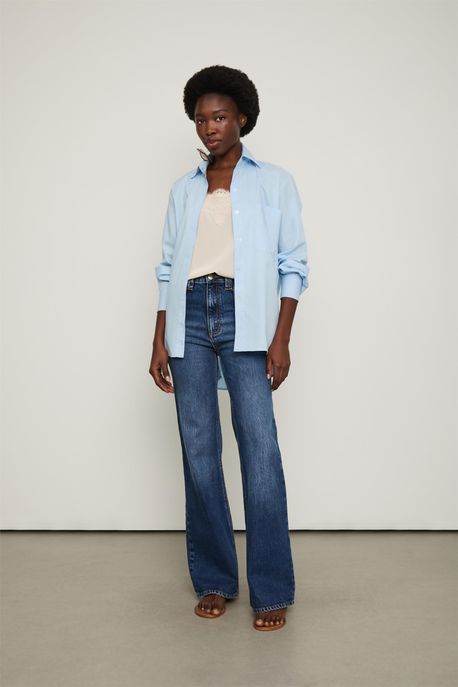 Calça Jeans Reta Bolso Frente Jeans Medio - 34