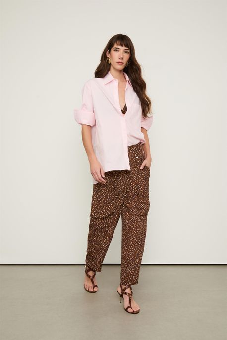Calça Bolsos Textura Selva Est Textura Selva Castanha - 34