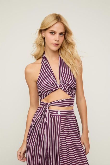 Top Frente Unica Cachecouer Listrada Est Roxo Acai/ Laranja Modart 31339c- Va - G