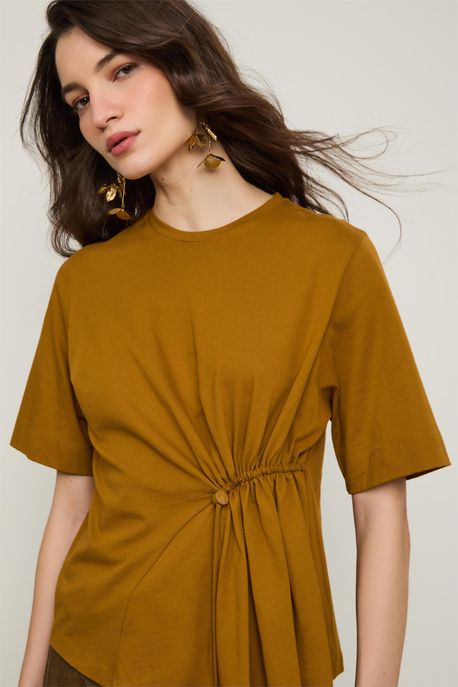 T-Shirt Detalhe Colisse Marrom Marrom Azeitona - P
