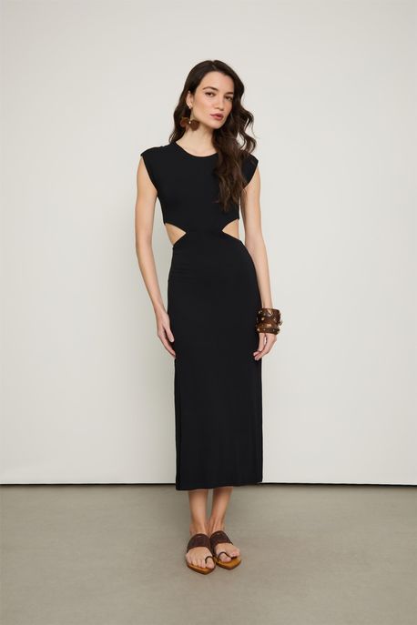 Vestido Recorte Lateral Preto Preto - PP