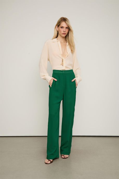 Calça De Georgette Reta Verde Verde Eden - 38