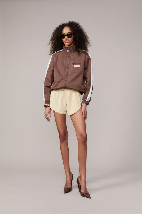 Short De Cupro Detalhe Ggt Amarelo Creme - 38