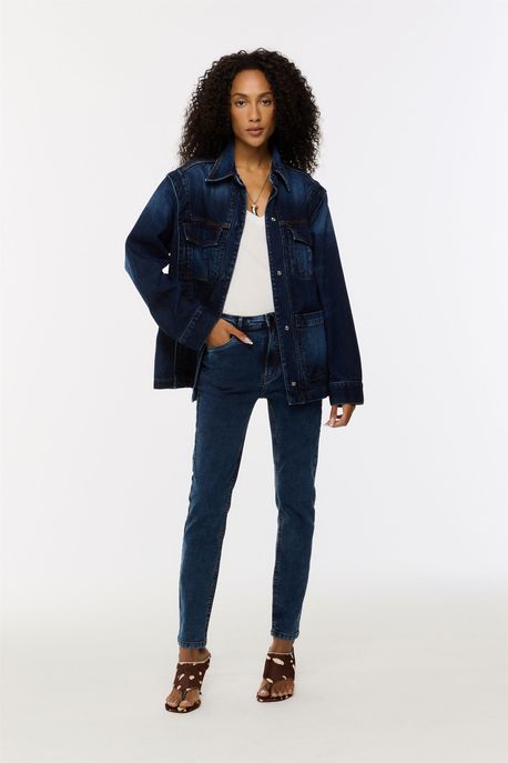 Calca Jeans Skinny Basic Midi Jeans Escuro - 44