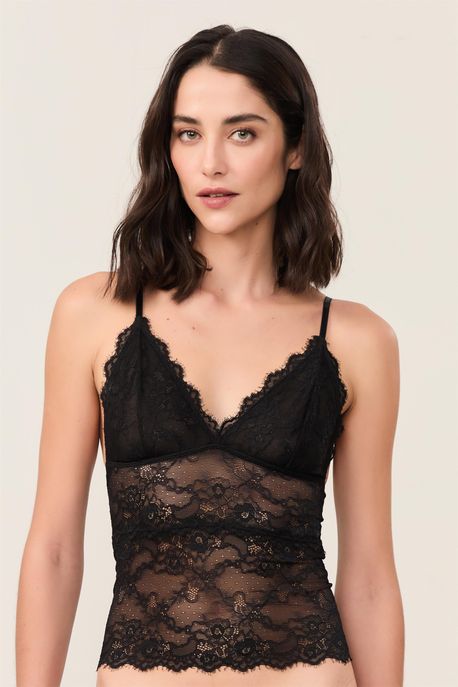 Regata Renda Intimates Preto Preto - P