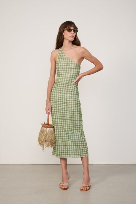 Vestido Tule Ombro So Vichy Est Vichy Burle Mee Clean e Bamboo g - M