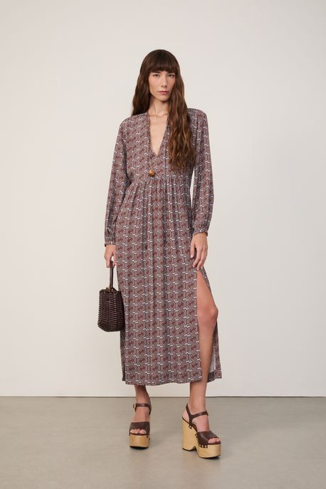 Vestido De Viscose Midi Geo Burle Tourma Est Geo Burle Tourmalina m - 44